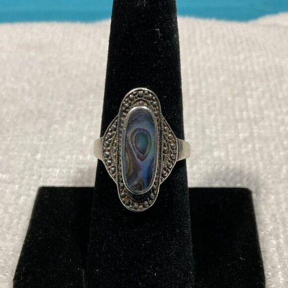 925 Silver and Abalone Ring - Picture 1 of 6